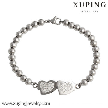 bracelet-6-xuping bijoux en acier inoxydable de mode, bracelets de perles de coeur indien